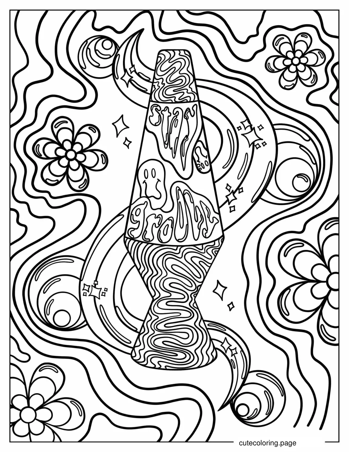 Trippy Lava Lamp To Color coloring page