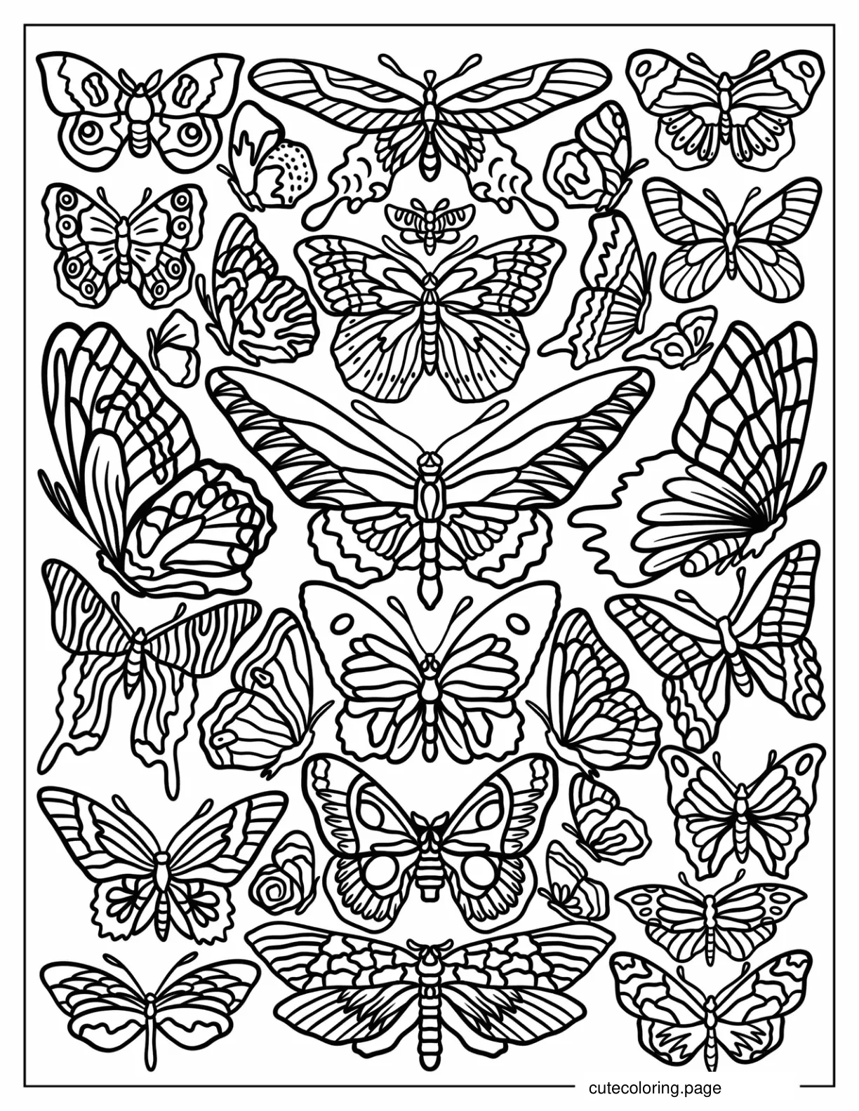 Full Page Vintage Butterflies coloring page