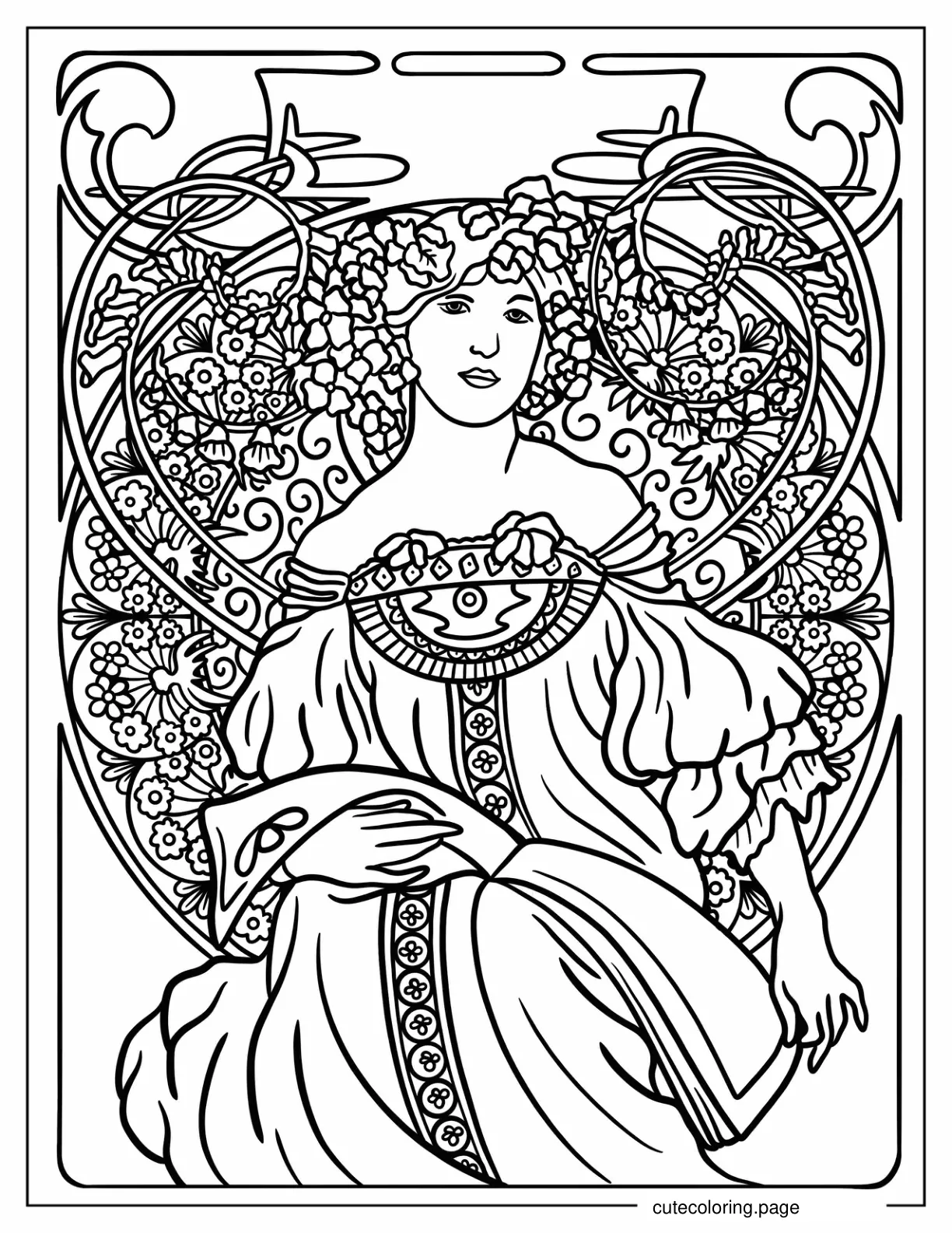 Vintage Fairy With Mandala Coloring Sheet coloring page