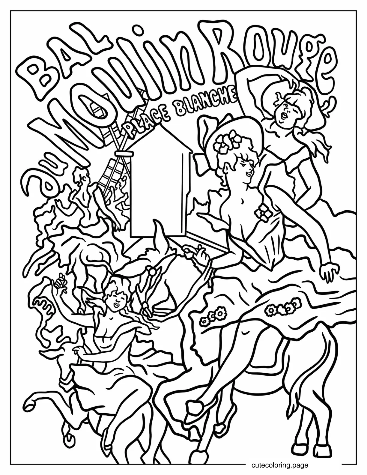 Vintage Moulin Rouge Poster coloring page