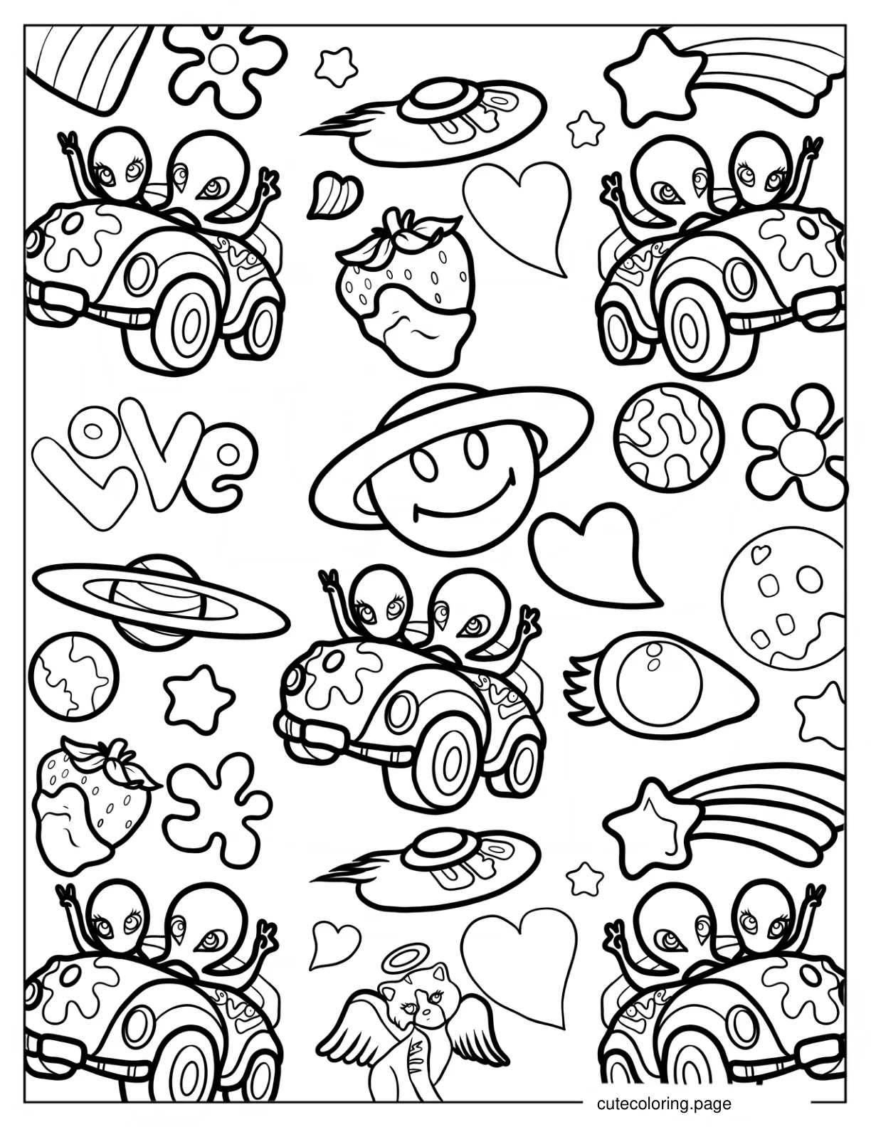 Cute Lisa Frank Y2k Coloring Page For Kids coloring page