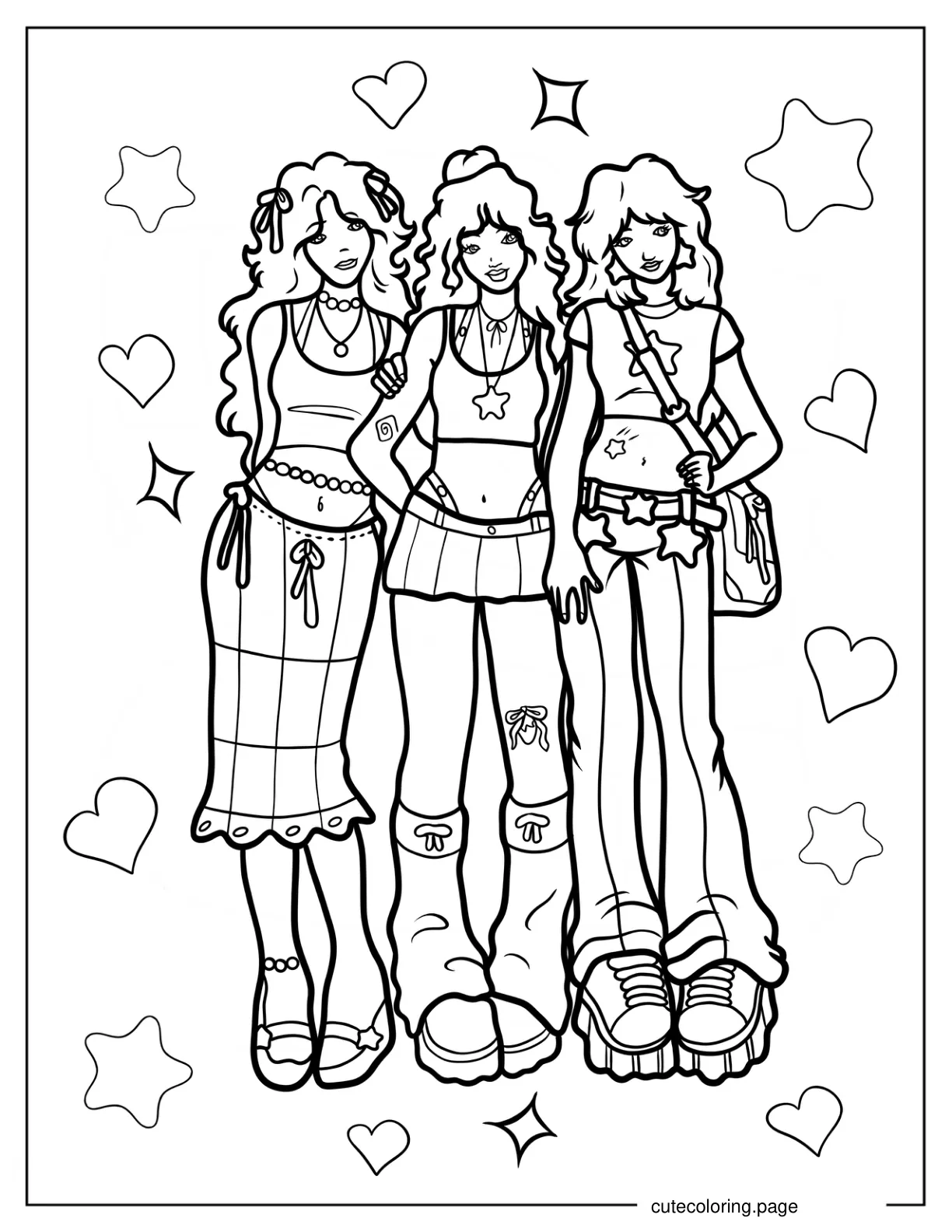 Y2k Fashionista Coloring Sheet coloring page