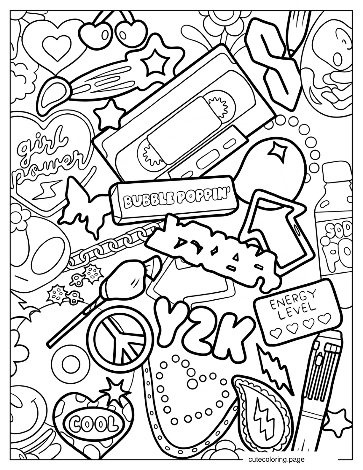 Y2k Fun Symbols Coloring Page coloring page