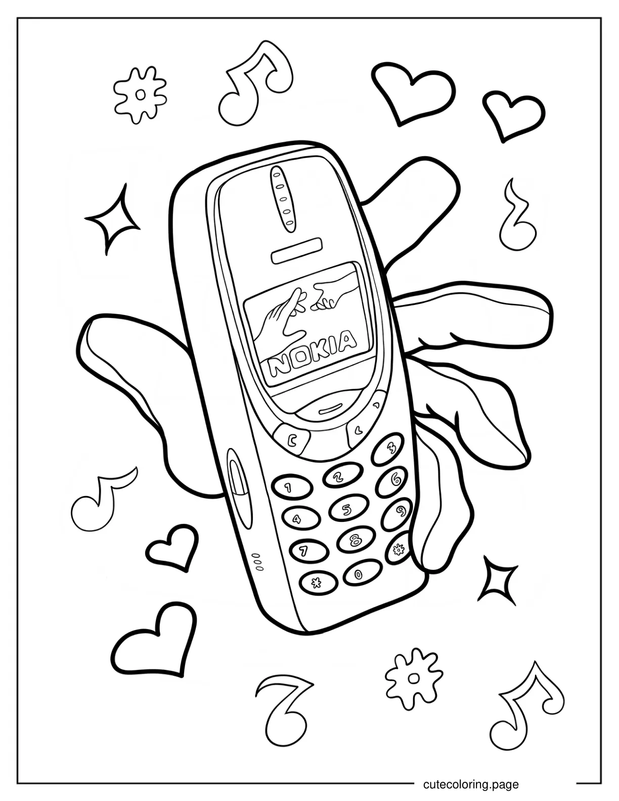 Y2k Nokia Phone Coloring Page coloring page