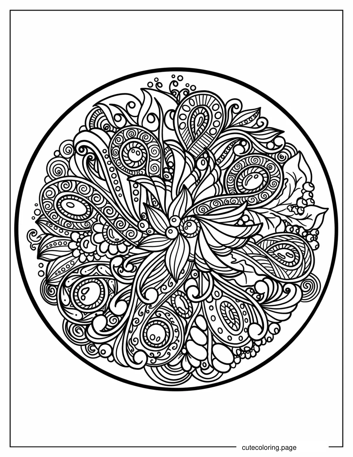 Circle Zentangle With Patterns Inside coloring page