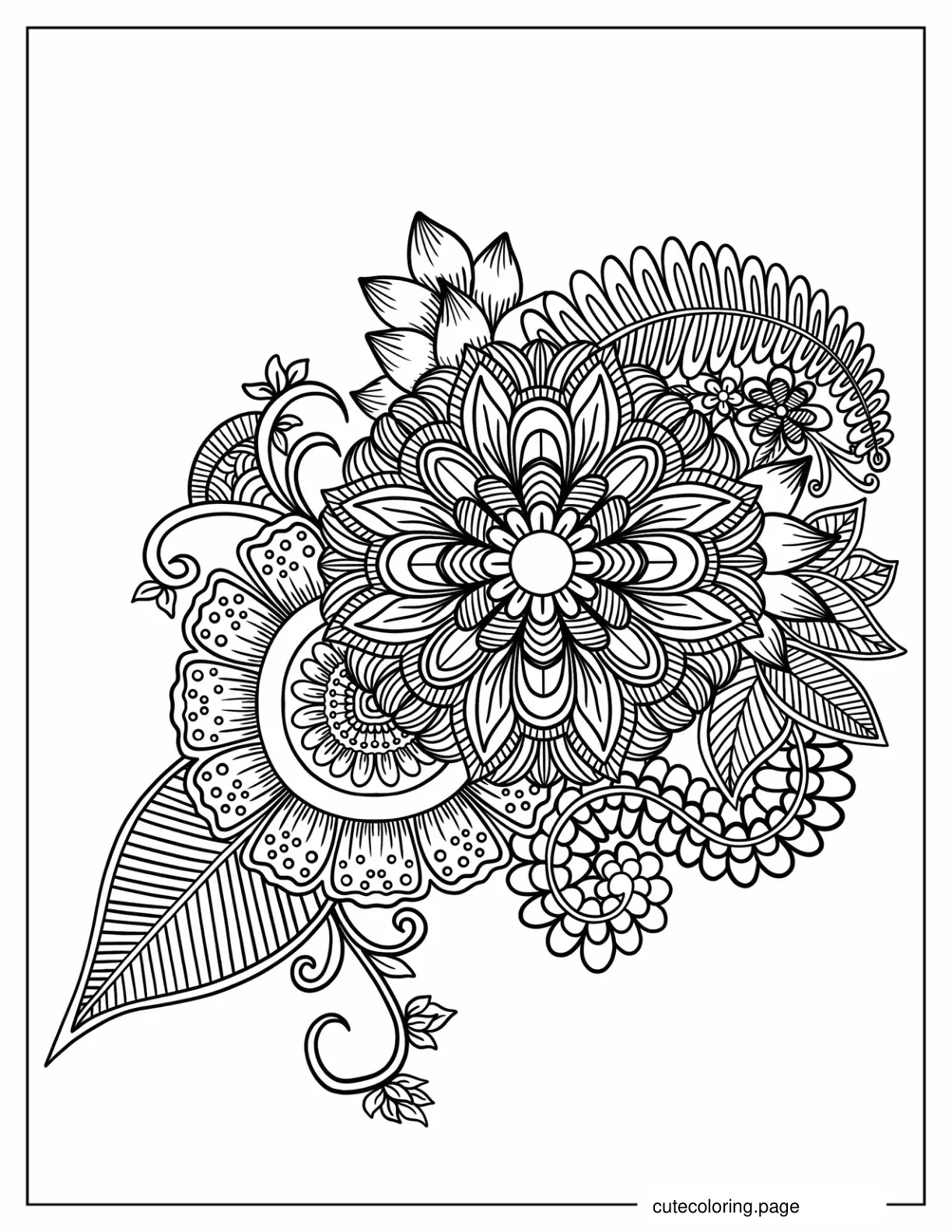 Coloring Sheet Of a Floral Zentangle coloring page