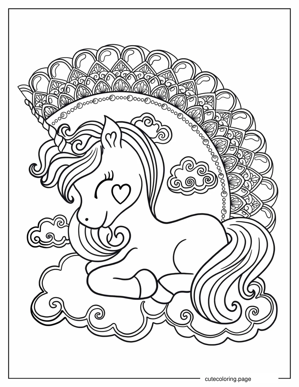 Cute Unicorn Zentangle coloring page