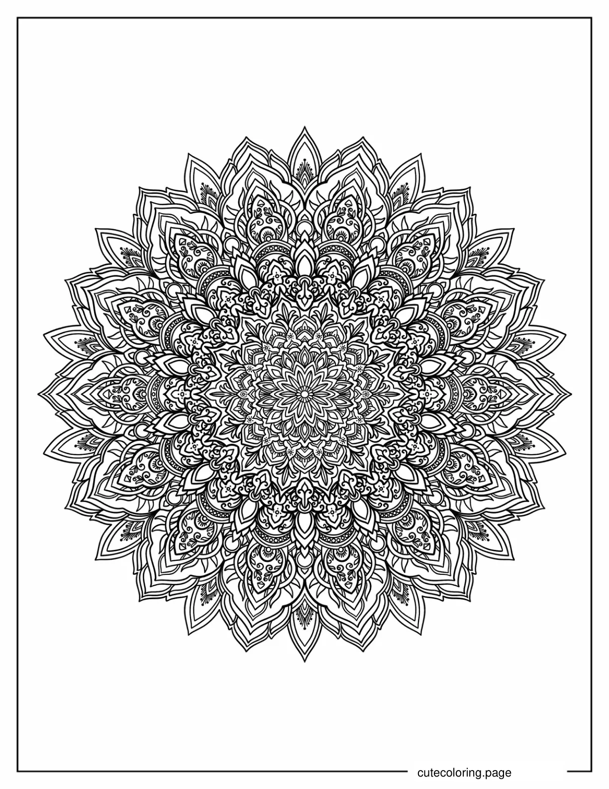 Detailed Zentangle Mandala coloring page