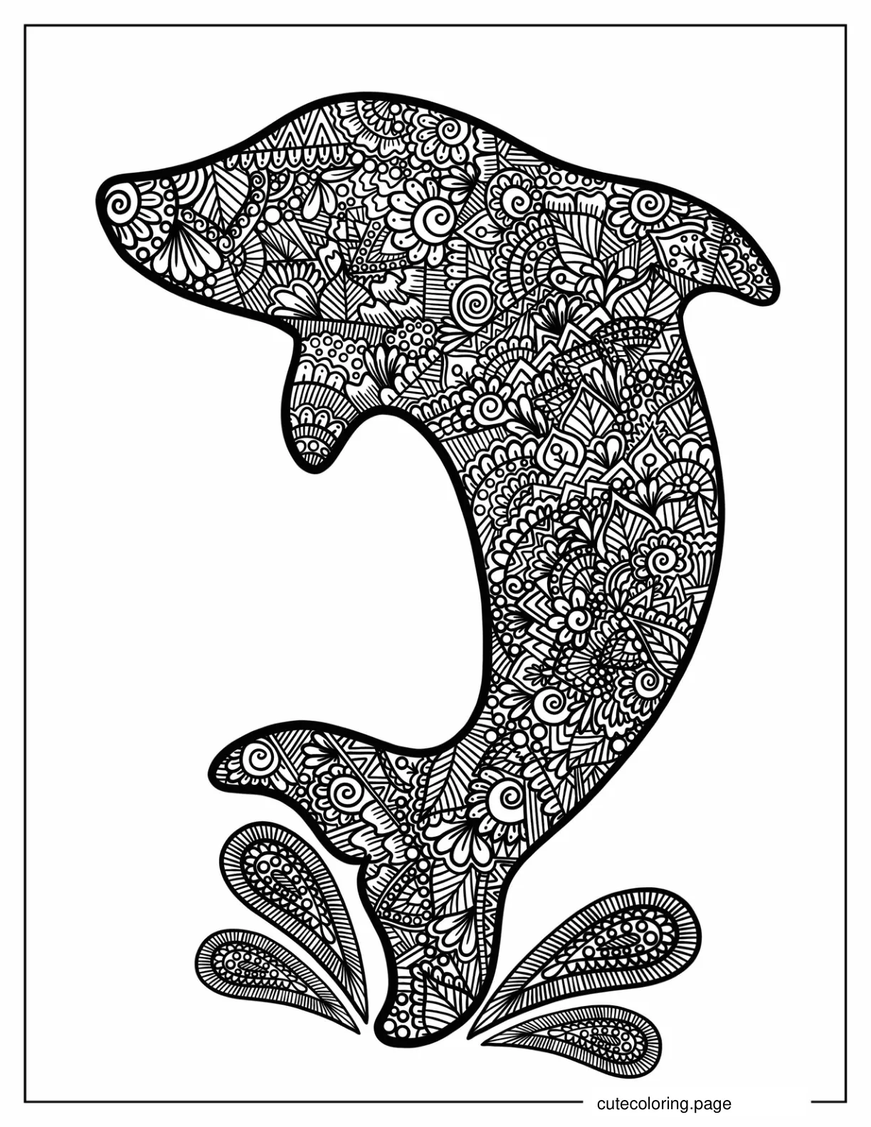 Dolphin Zentangle coloring page