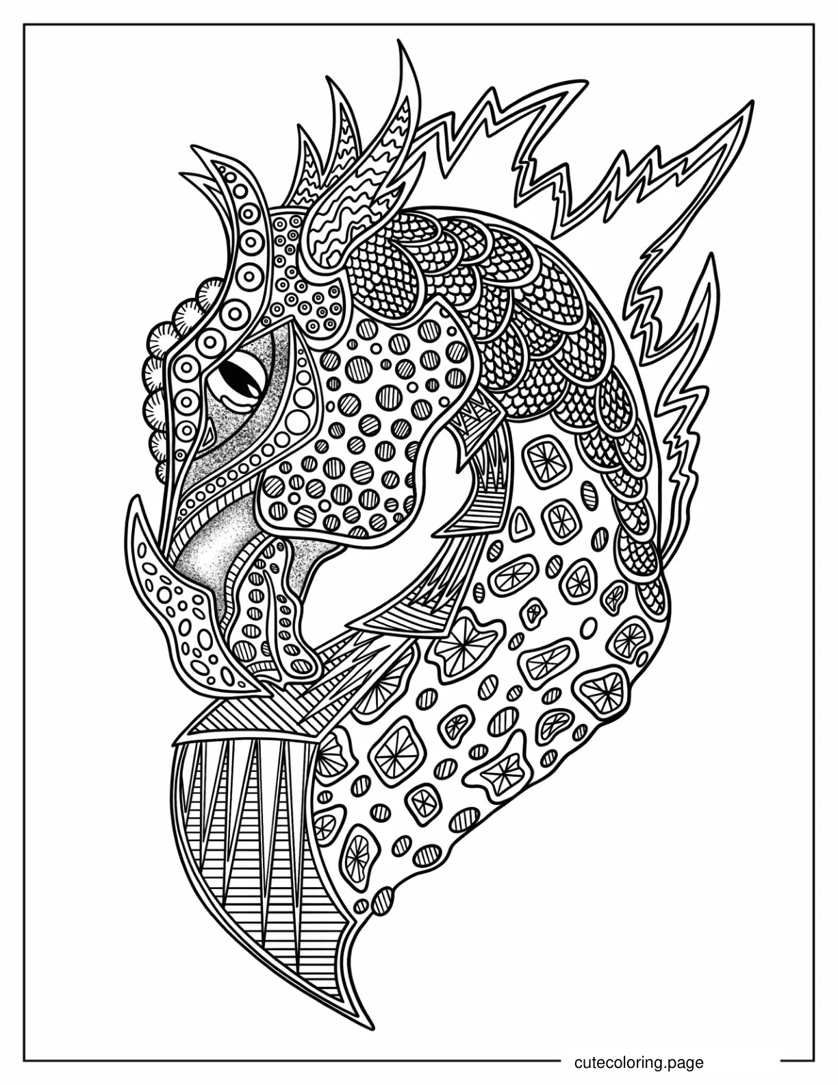 Dragon Zentangle To Color coloring page