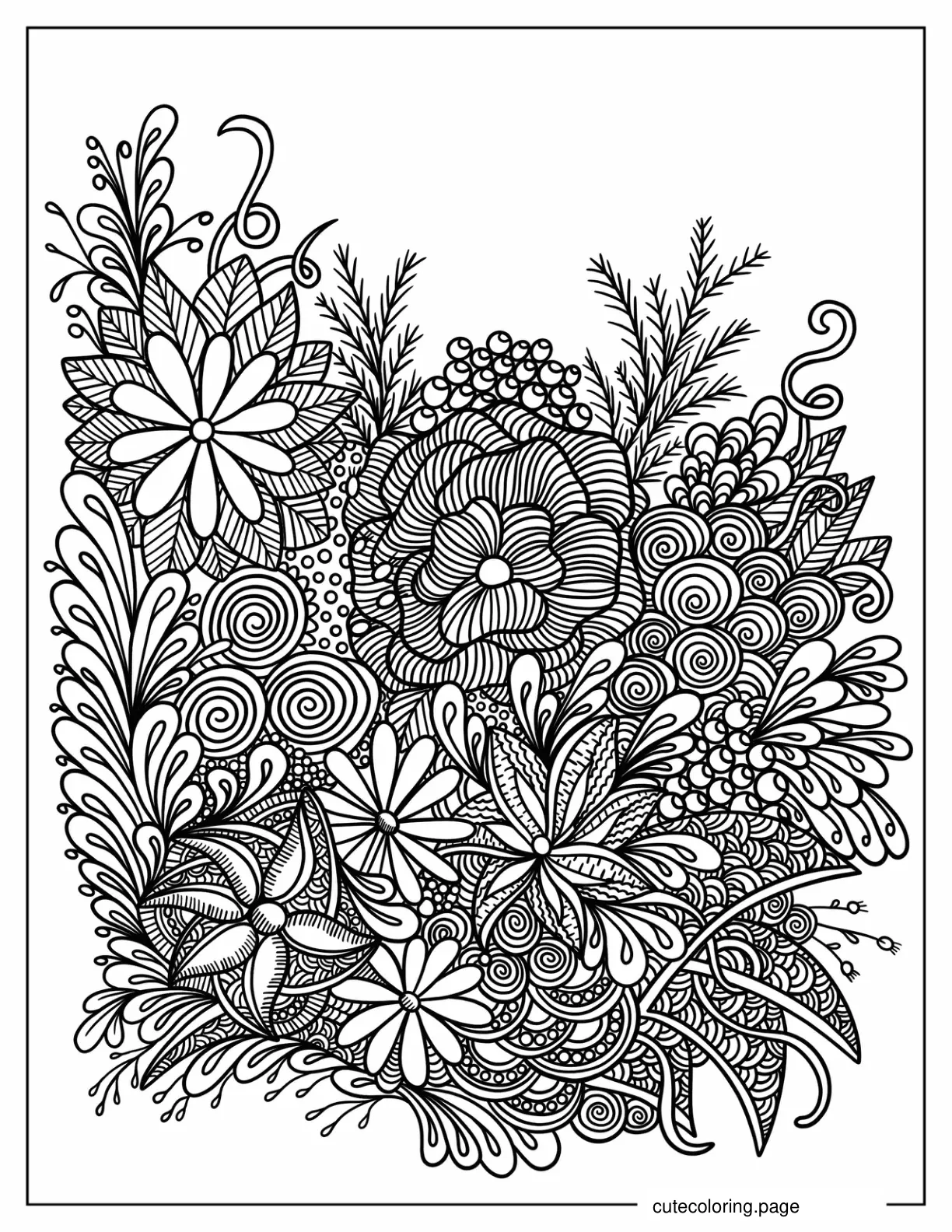 Floral Themed Zentangle coloring page