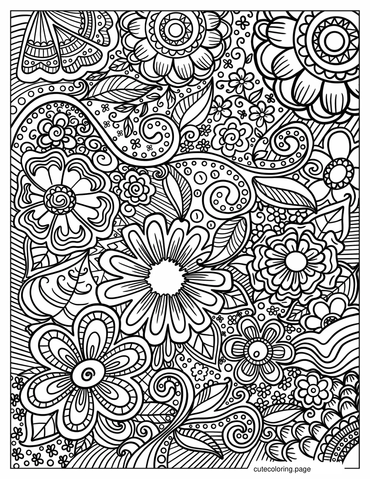 Intricate Full Page Zentangle To Color coloring page