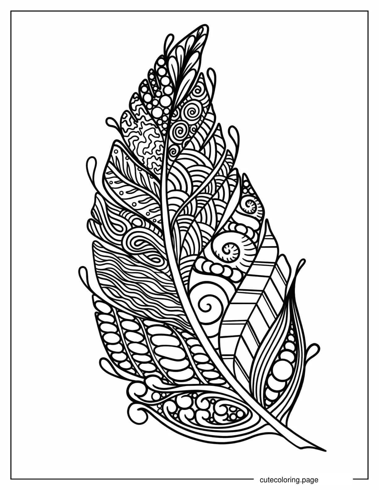 Leaf Zentangle Coloring Page coloring page