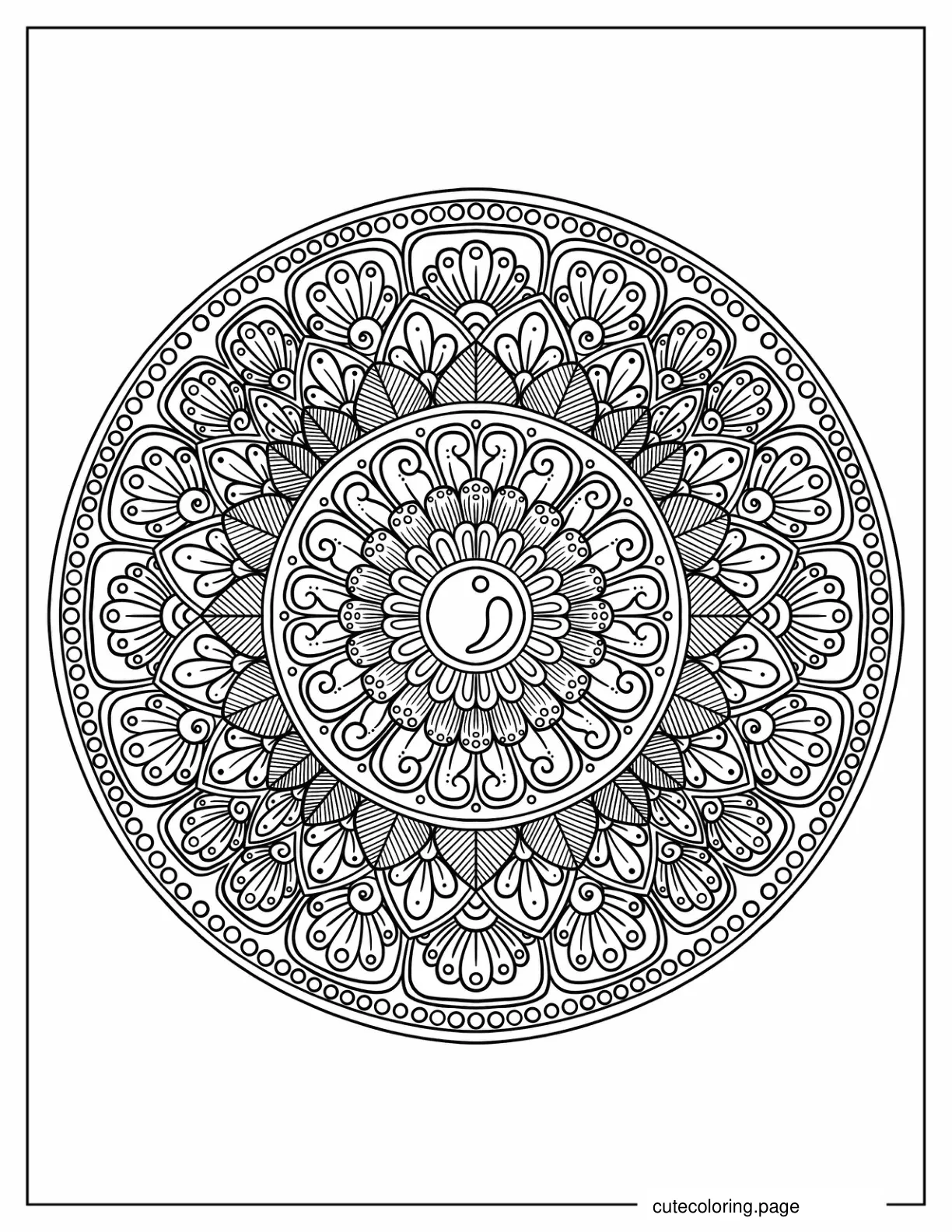 Lotus Themed Zentangle Mandala coloring page