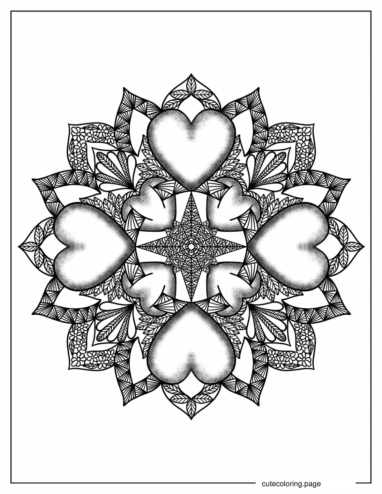 Love Themed Zentangle coloring page