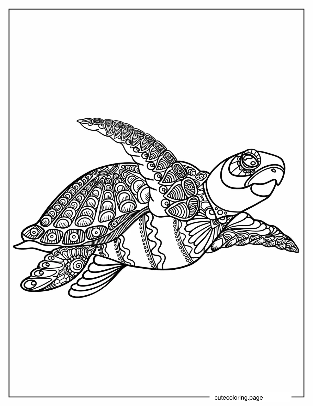 Turtle Zentangle coloring page