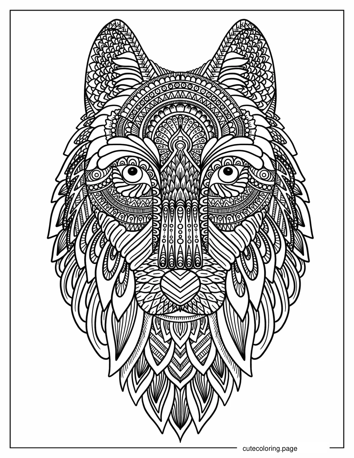 Wolf Zentangle coloring page